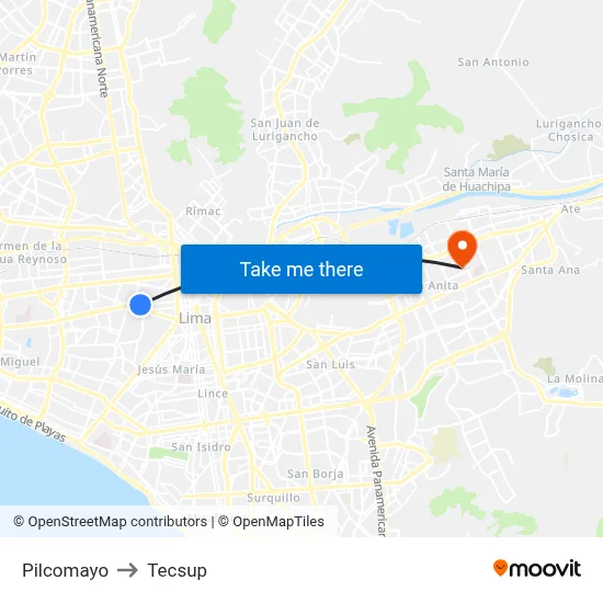 Pilcomayo to Tecsup map