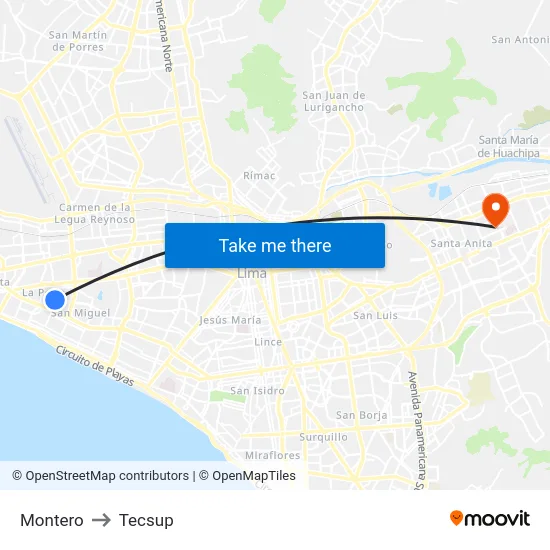 Montero to Tecsup map