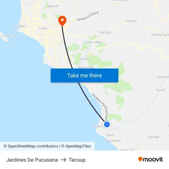 Jardines De Pucusana to Tecsup map