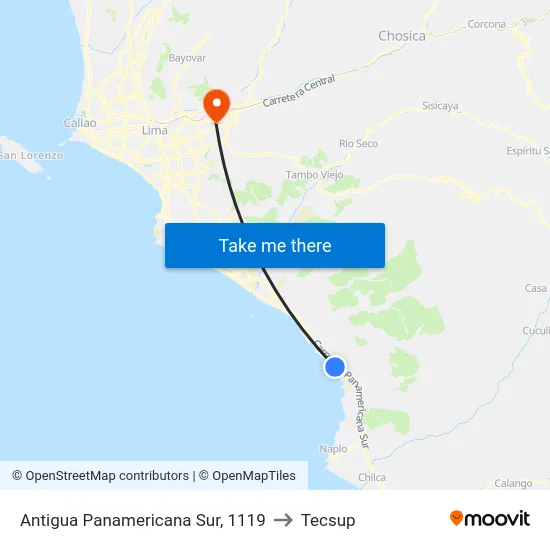 Antigua Panamericana Sur, 1119 to Tecsup map