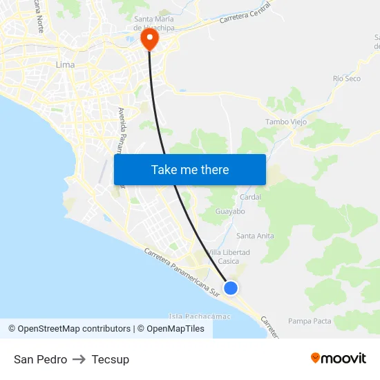 San Pedro to Tecsup map