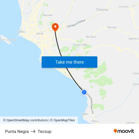 Punta Negra to Tecsup map