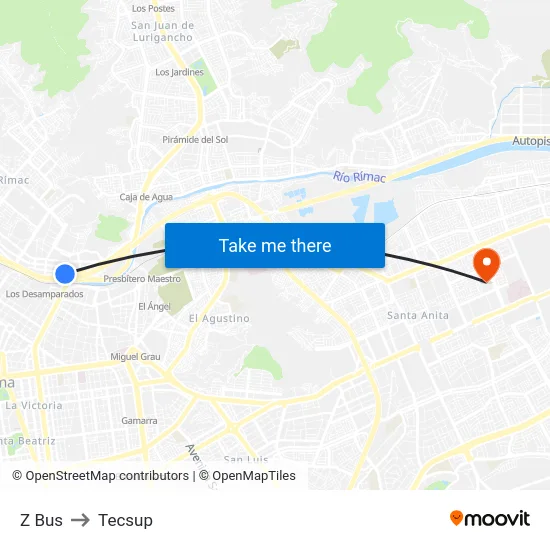 Z Bus to Tecsup map
