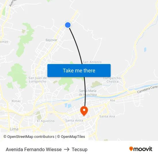 Avenida Fernando Wiesse to Tecsup map
