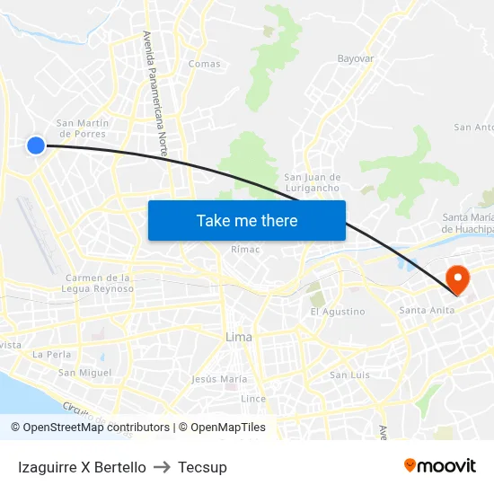 Izaguirre X Bertello to Tecsup map