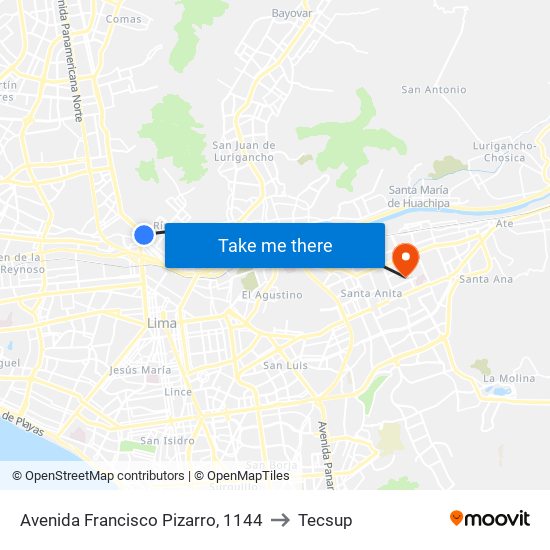Avenida Francisco Pizarro, 1144 to Tecsup map