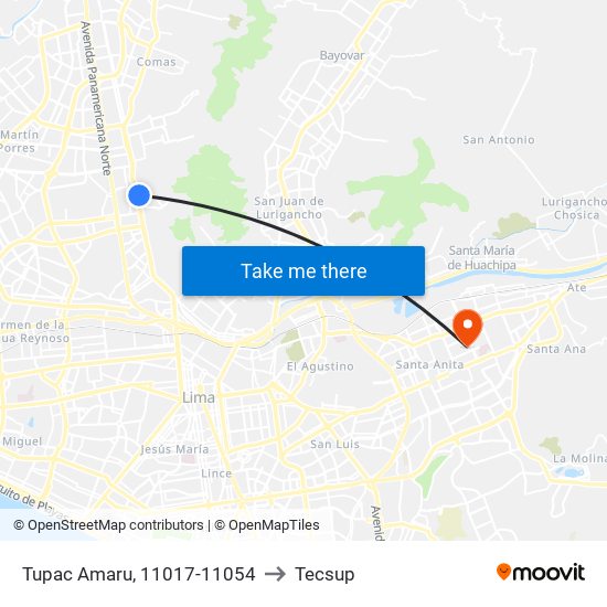 Tupac Amaru, 11017-11054 to Tecsup map