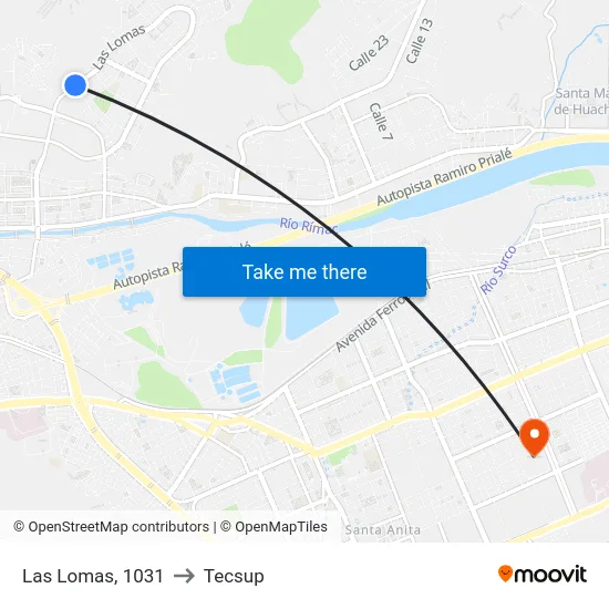 Las Lomas, 1031 to Tecsup map