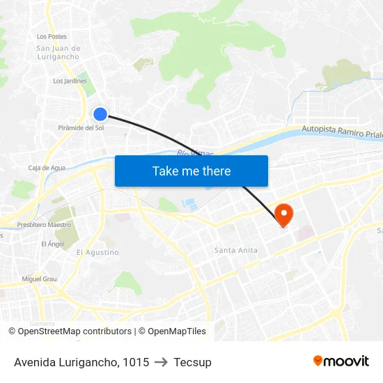 Avenida Lurigancho, 1015 to Tecsup map