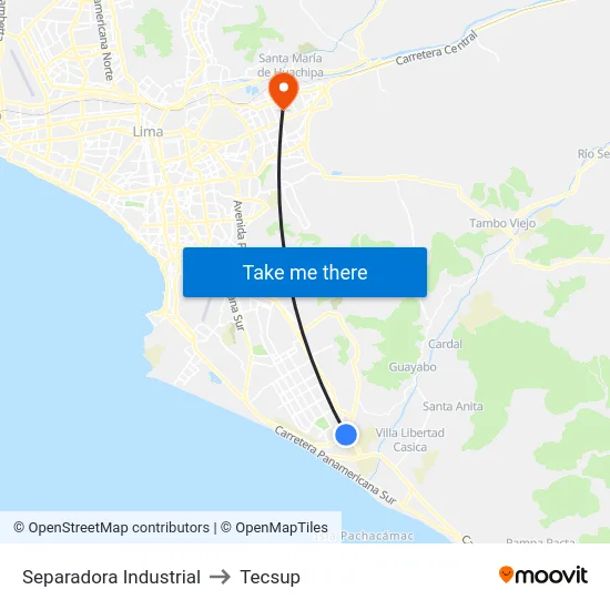 Separadora Industrial to Tecsup map