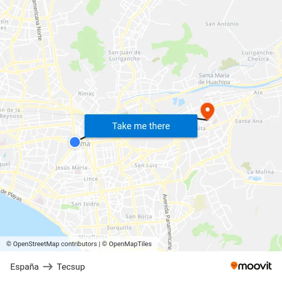 España to Tecsup map