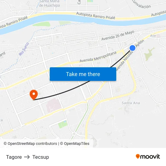 Tagore to Tecsup map