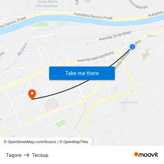 Tagore to Tecsup map