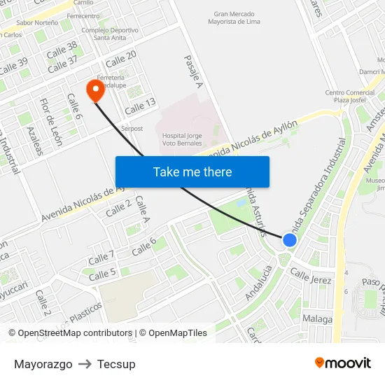 Mayorazgo to Tecsup map