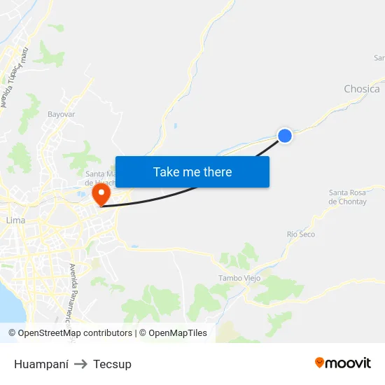 Huampaní to Tecsup map