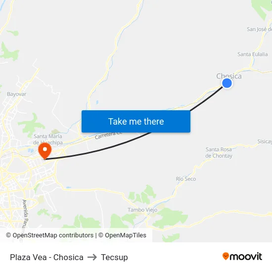 Plaza Vea - Chosica to Tecsup map