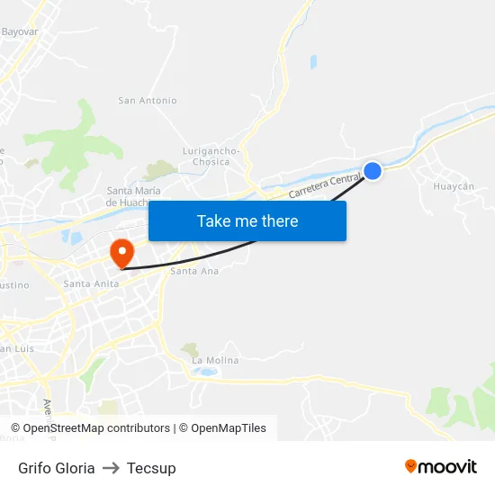 Grifo Gloria to Tecsup map