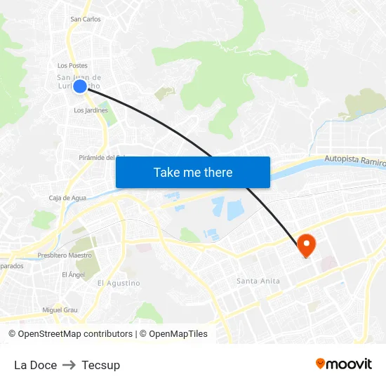 La Doce to Tecsup map