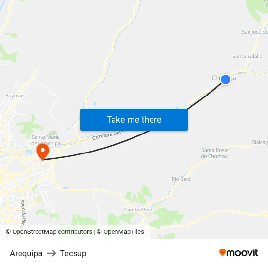 Arequipa to Tecsup map