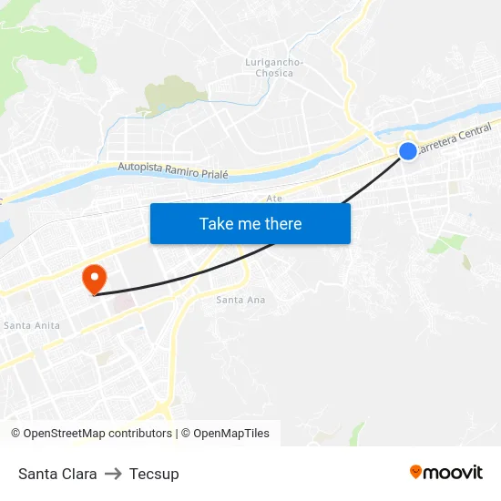 Santa Clara to Tecsup map