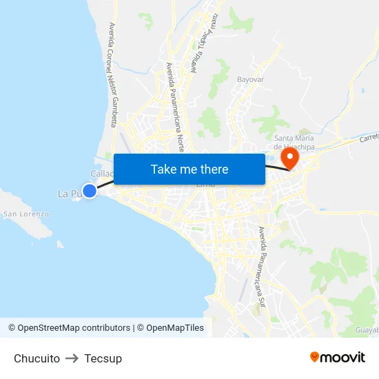 Chucuito to Tecsup map
