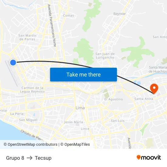 Grupo 8 to Tecsup map