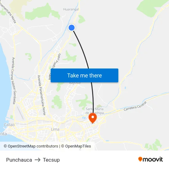 Punchauca to Tecsup map