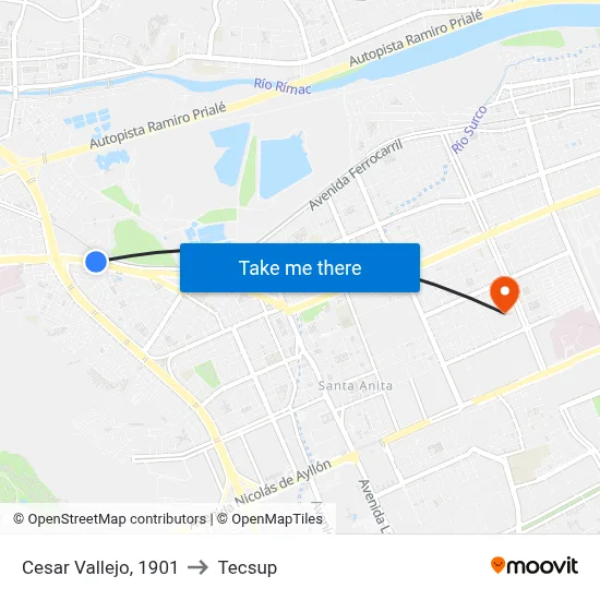 Cesar Vallejo, 1901 to Tecsup map