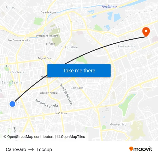 Canevaro to Tecsup map