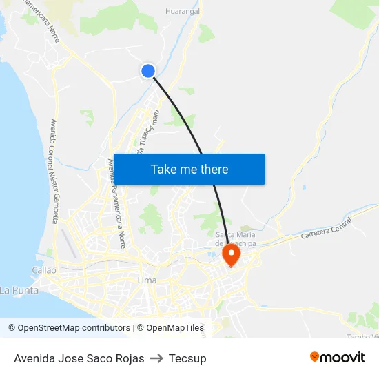 Avenida Jose Saco Rojas to Tecsup map