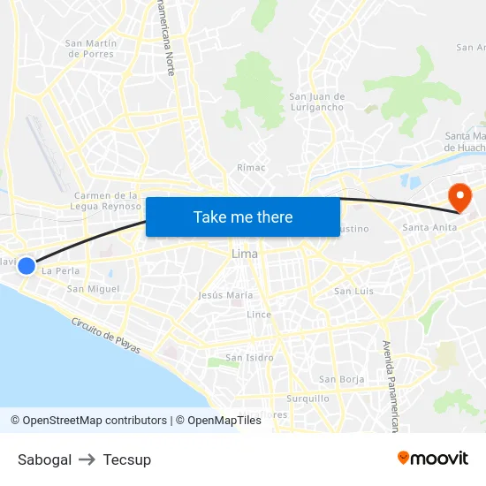 Sabogal to Tecsup map