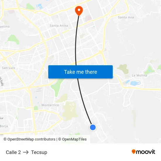 Calle 2 to Tecsup map