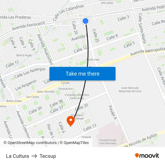 La Cultura to Tecsup map