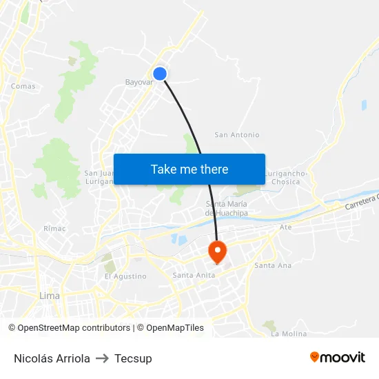 Nicolás Arriola to Tecsup map