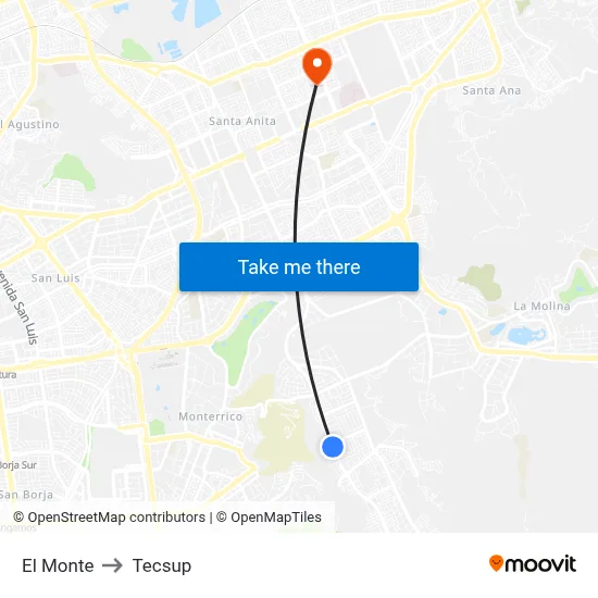 El Monte to Tecsup map