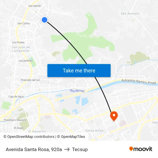 Avenida Santa Rosa, 920a to Tecsup map