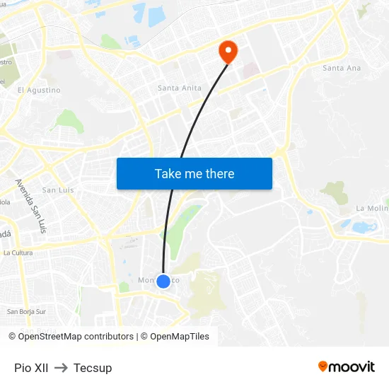 Pio XII to Tecsup map