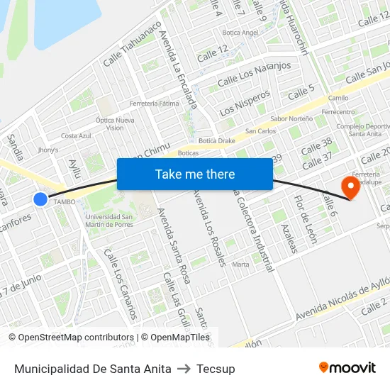 Municipalidad De Santa Anita to Tecsup map