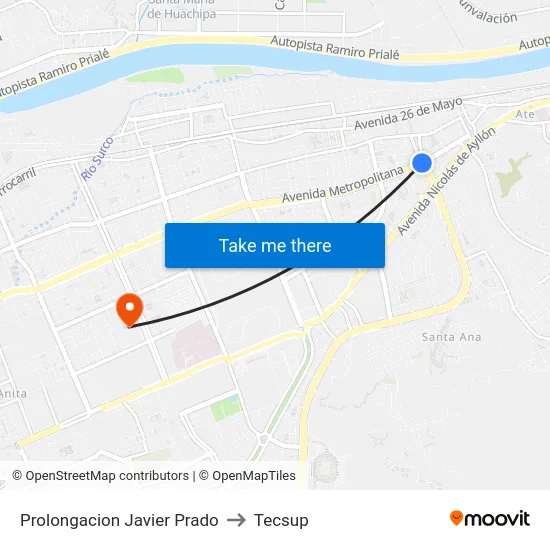 Ceres Medio to Tecsup map