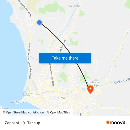 Zapallal to Tecsup map