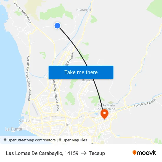 Las Lomas De Carabayllo, 14159 to Tecsup map