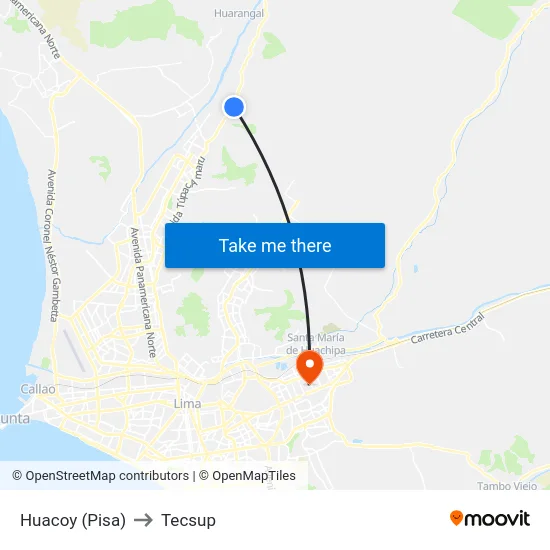 Huacoy (Pisa) to Tecsup map