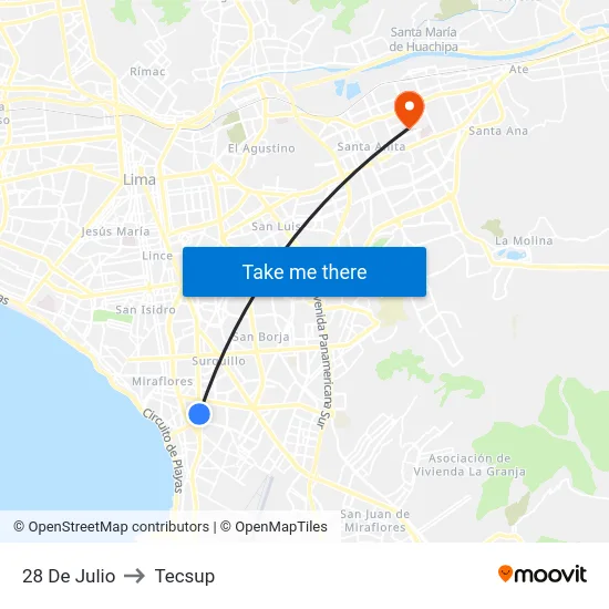 28 De Julio to Tecsup map