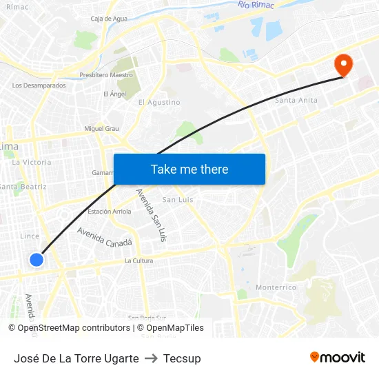 José De La Torre Ugarte to Tecsup map