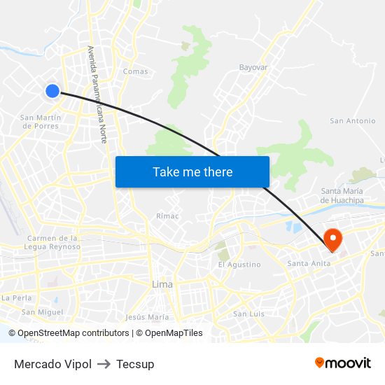 Mercado Vipol to Tecsup map