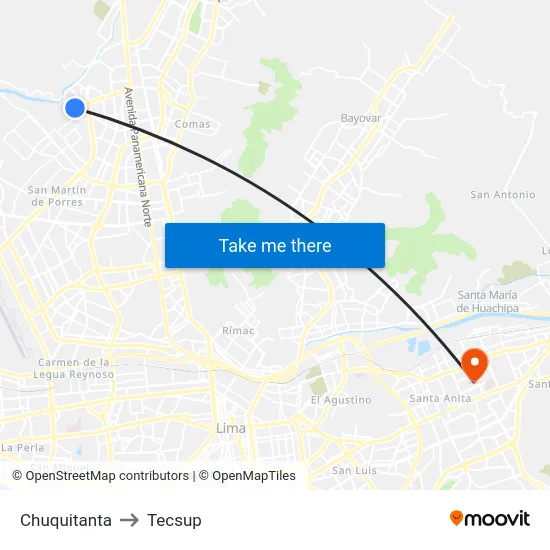 Chuquitanta to Tecsup map
