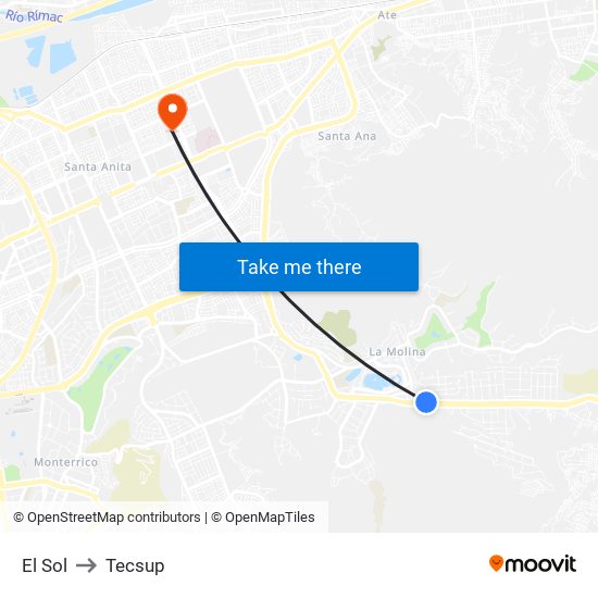 El Sol to Tecsup map