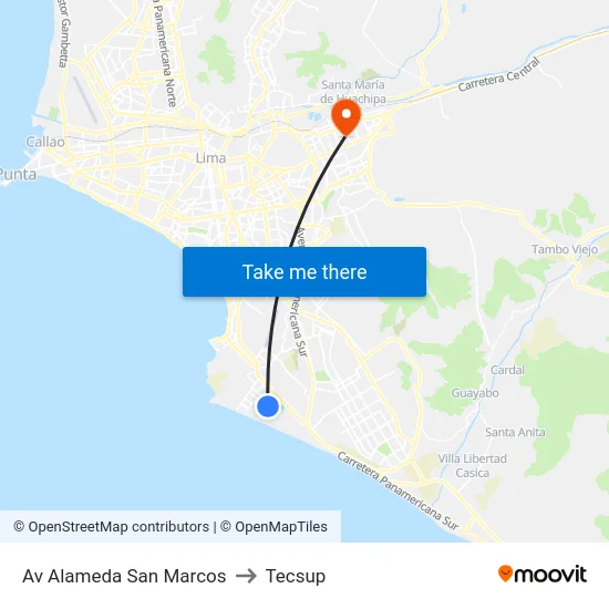 Av Alameda San Marcos to Tecsup map