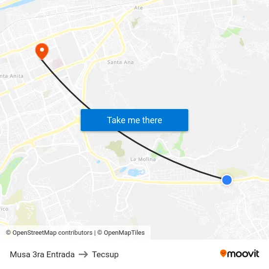 Musa 3ra Entrada to Tecsup map