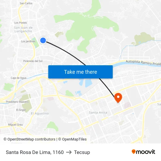 Santa Rosa De Lima, 1160 to Tecsup map